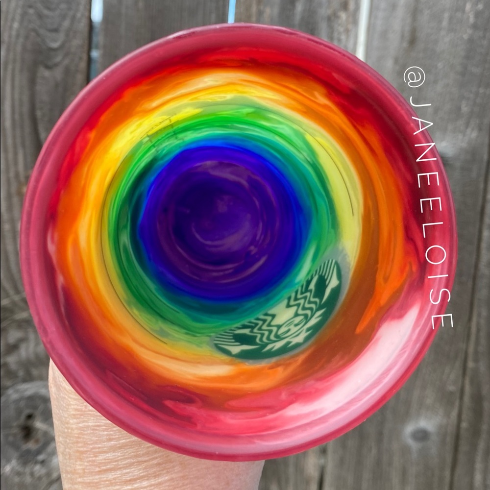Custom Made Rainbow Epoxy Sealed Starbucks Cup - Picture 6 of 6